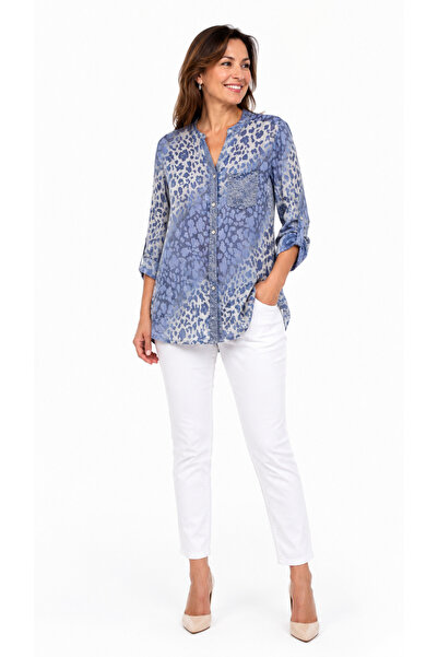 kısmet sepeti Women's Italian Leopard Patterned Sequin Detailed Long Sleeve S...
