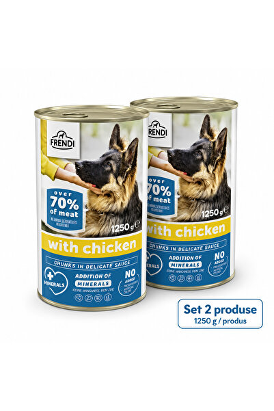 FRENDİ Dog cu Pui, hrana umeda pentru caini, Set 2 conserve, 2 x 1250 g