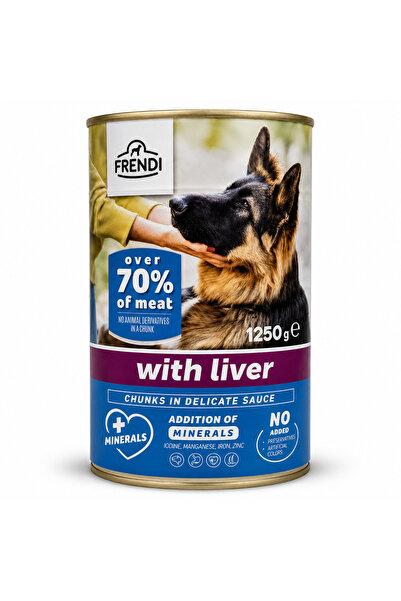 FRENDİ Dog cu ficat, hrana umeda pentru caini, conserva 1250 g