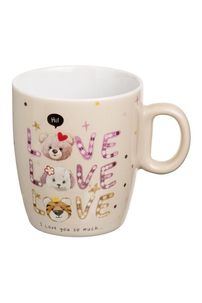OEM Cană din ceramică bej 220ml, mesaj Love