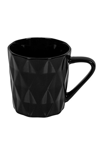 OEM Cană din ceramică neagră 350ml, model romburi