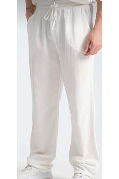 ATKGİYİM 100% Cotton Raw Linen Baggy Pants - Thin Summer Extra Light Loose Fi...