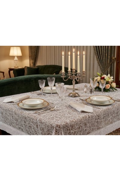 ERKSOLHOME Lace Luxury Pvc Coated Tablecloth with Lace Edges