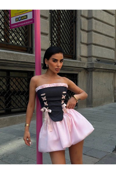 Generic Brand Mate Jean Bustier & Balloon Skirt Set
