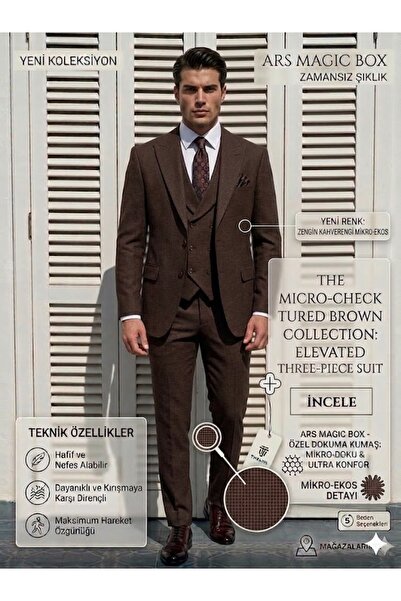 Ars Magic Box Men's 7-Color Micro-Textured 3-Piece Suit - Timeless Elegance a...