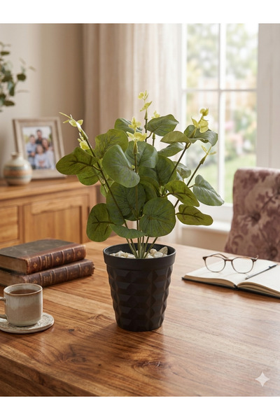 Lilac Home Yapay Çiçek Siyah Saksılı Yeşil Okaliptus