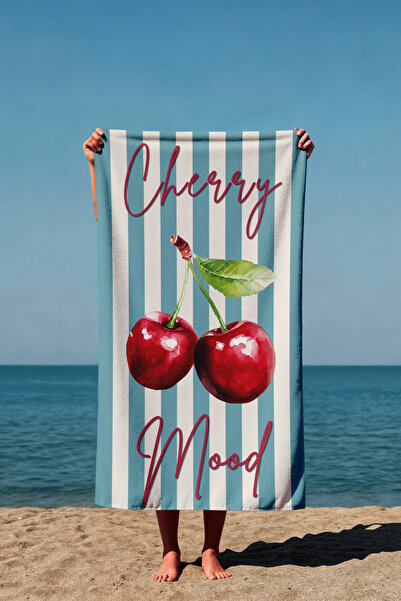 Luvis Store Cherry Mood Cherry Patterned Printed Beach Towel