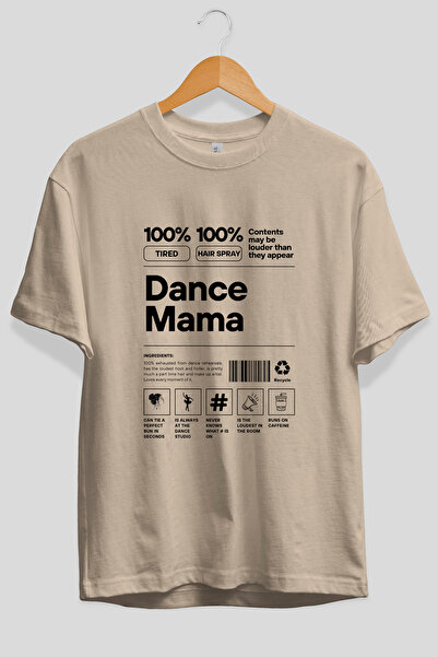 Ankhises Dance Mama Oversize Front Printed Beige T-Shirt 100% Cotton Streetwe...
