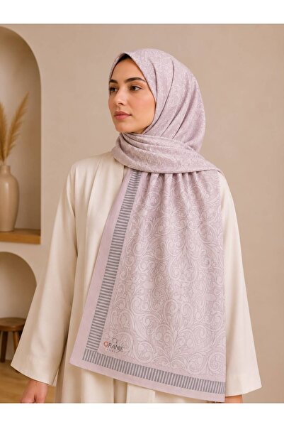 Saaye Babil İpek Zara Desenli Pembe Şal 190x80 cm