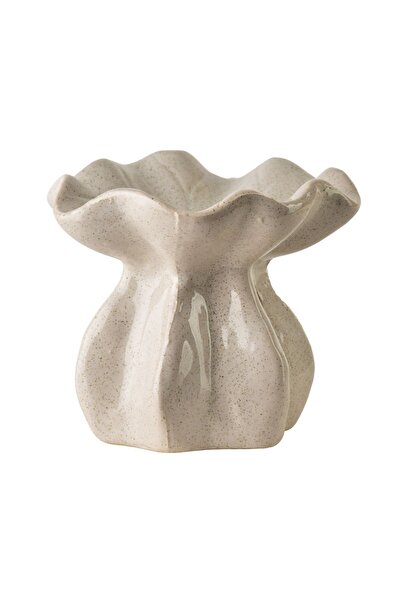 MONDEX Arzător de ulei ceramic, model val, 10 x 10 x 9 cm, Negru/Alb, 1 buc.