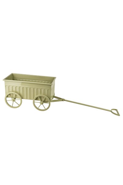 MONDEX Cărucior decorativ metalic ROGER 38x22x22 cm Verde salvie 1 bucată
