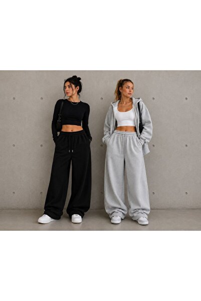 COLNY 2-Piece Advantageous Tracksuit Set in Black and Gray