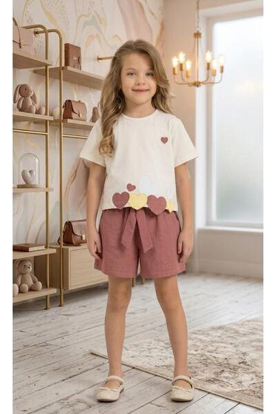 Yağmur Giyim Decosport Girl's Heart T-Shirt and Shorts Set 10-14 Age 27477
