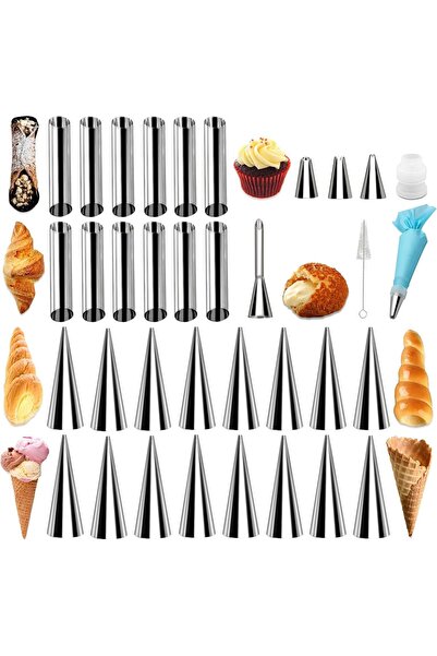 Arabest 35-Piece Pastry Making Kit,Cream Horn Mold,Non-stick Stainless Steel ...