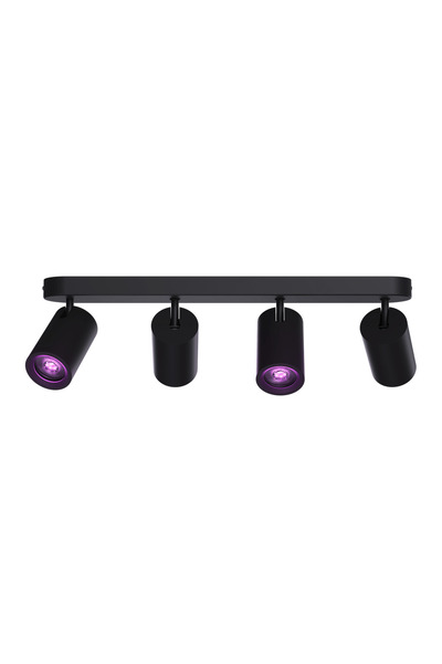 Calex Spot inteligent de tavan cu 4 becuri GU10, negru, compatibil cu aplicaț...