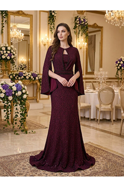 tasmim kian Long Burgundy Evening Gown