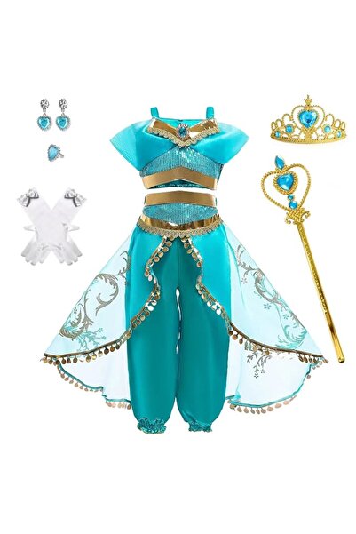 Arabest Girls Arabian Princess Costume Set with Wig, Fancy Dress Up Outfit fo...