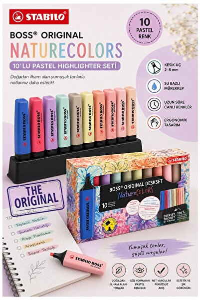 Artmaster 10 Χρώματα Highlighter Pen 1 Πακέτο με Βάση Στήριξης Original Stabi...