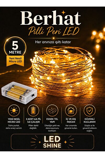 BERHAT 5Metre Peri Led Gün Işığı Pilli-Dekoratif Aydınlatma