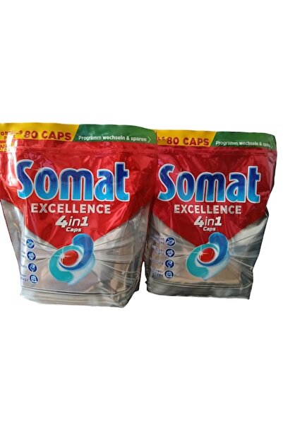 Somat Pachet 2 x Excellence 4in1 Capsule pentru Mașina de Spălat Vase, 80 cap...