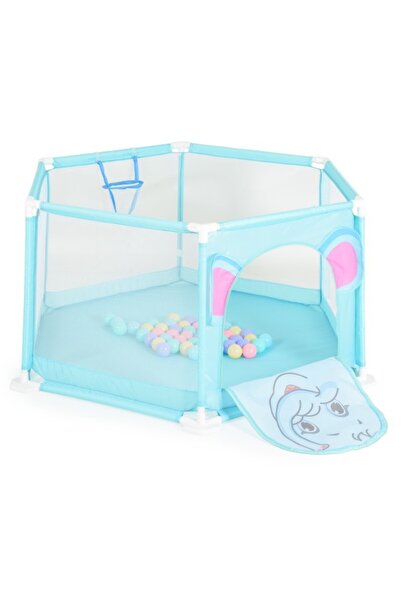 Moni Toys Tarc Joaca Copii Blue 146x146 cm, 50 Bile Colorate, Cos Baschet, In...