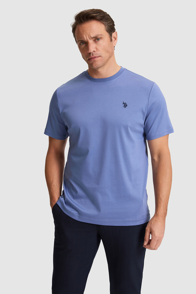 U.S. Polo Assn. تي شيرت رجالي أساسي من إنديجو بقصة عادية وياقة دائرية 5032494...