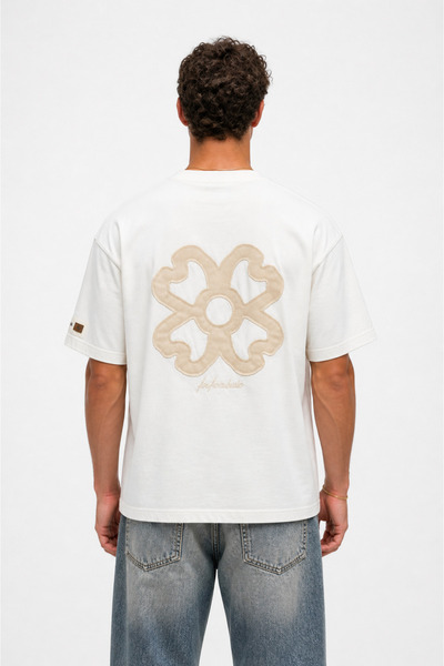 Respire Tricou supradimensionat Fleur Ecru