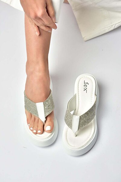 Fox Shoes Y973525309 Ženske papuče sa debelim đonom i detaljima od belog kamena