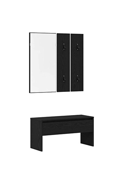 vidaxl Set mobilier hol cu sertar 4 pcs Stejar Negru Lemn compozit