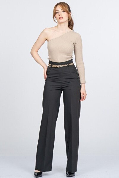 aura7 collection Kg Belted High Waist Fabric Pants