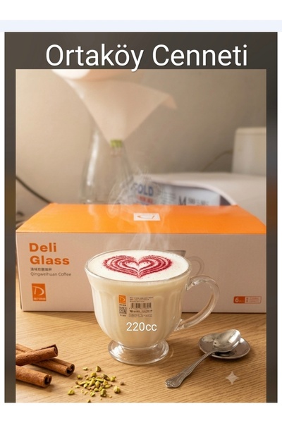 ORTAKÖYCENNETİ 6 ad kaliteli cam Latte kahve çay salep fincanı ürünü 220 cc ç...