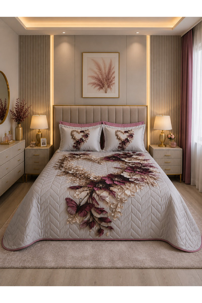 AYBERK HOME TEXTİLE İnci̇ Four Seasons Quilted Double Duvet Cover Set 6-Piece...