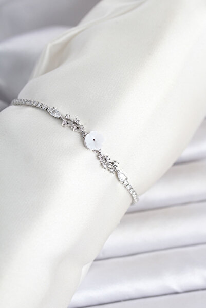 OGHAMAY Brass Silver Color Flower Model Waterway Women's Bracelet