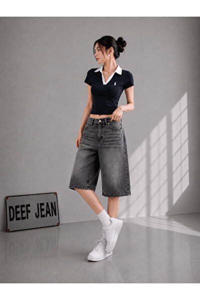 DEEFWEAR Σορτς/Παντελόνι Bermuda από τζιν με εφέ καπνιστού υφάσματος και εφέ ...