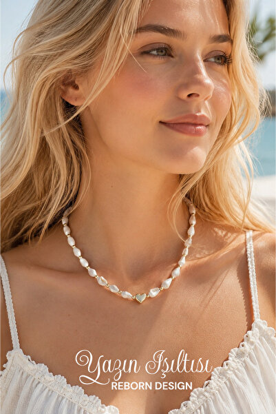 REBORN DESIGN Natural Sea Shell Heart Figured Necklace