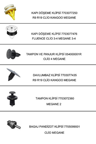 SEMECHLER Renault Araçlarına Özel Tampon Kapı Davlumbaz Kaput İçin Karışık Klips Kutusu 171 Parça