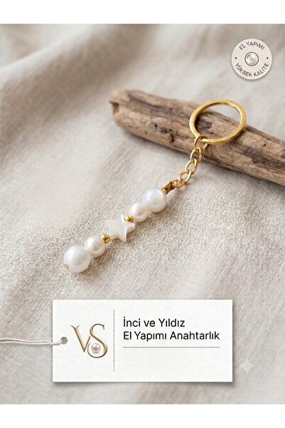 Yıldız inci anahtarlık hediyelik,kınalık,nikah,nişan (1 adet)
