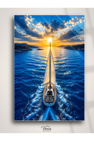 VenaHomeConcept Mavi Yolculuk Premium Kırılmaz Cam Tablo - Özel Tasarım Deniz...
