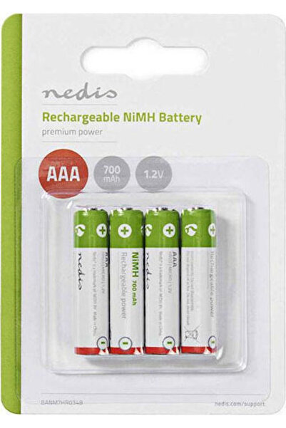 Nedis Επαναφορτιζόμενη Μπαταρία AAA Ni-MH 700mAh 1.2V 4 τεμάχια