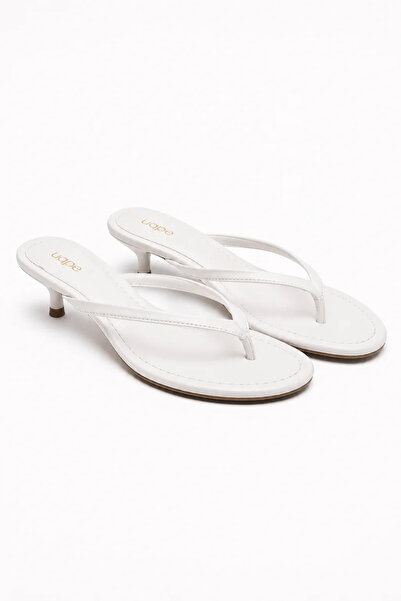 uqpe Nora Short Flip-Flop Women's Slippers with Nut Heel - White