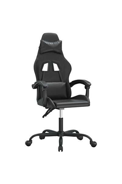 vidaxl Scaun de gaming pivotant, negru, piele ecologică