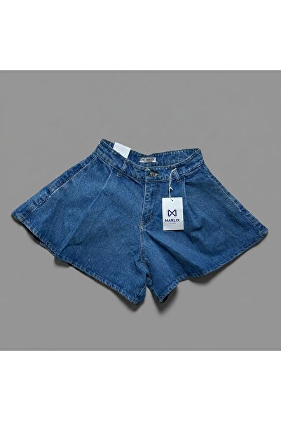 MARLİX Pantaloni scurți din denim evazați cu talie înaltă