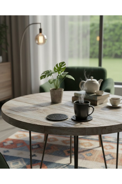 ih ihra Decorative Wooden Coaster Set - 4-Piece Laser Cut Tea and Coffee Pres...