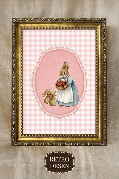 Retro Vintage Bebek Odası Tablosu, Çerçeveli Çocuk Odası Tablosu, Çocuk Odası...