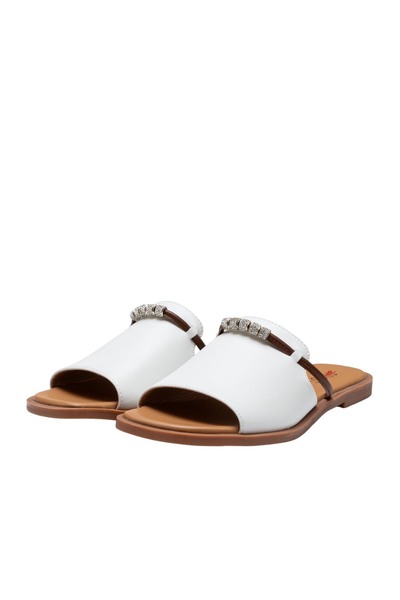 UrbanShoes Saboți damă din piele naturală - 4042 Alb Box