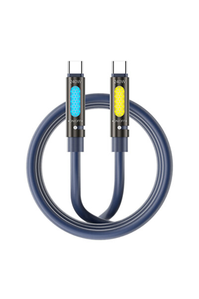 Bwoo Cablu de încărcare USB-C la USB-C 240W PD 1.2m RGB Aromaterapie - Negru