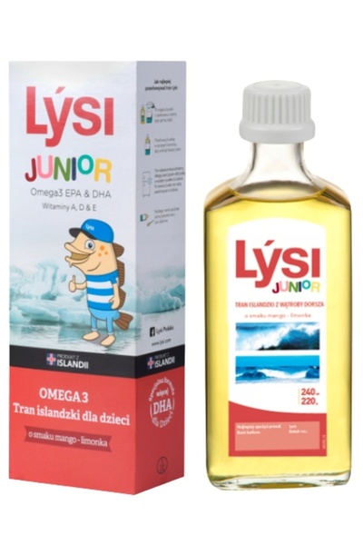 Lysi Junior Tran Islandzki Pentru Copii Mango Lămâie 240ml