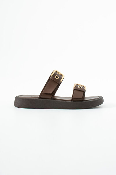 Siena Shoes Γυναικείες παντόφλες Arven με χρυσή αγκράφα, ελαφριά σόλα, από γν...