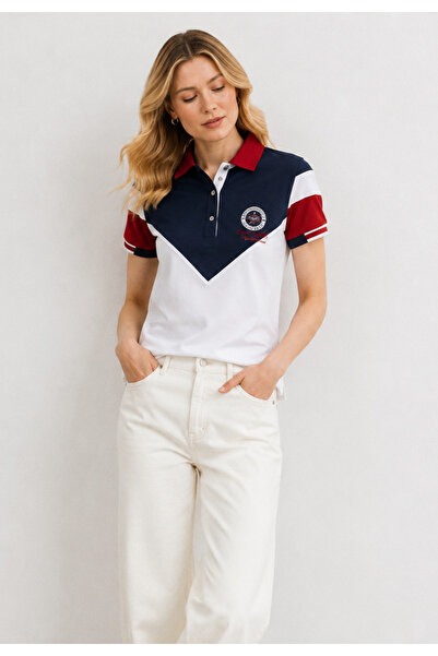 Galvanni Women's White Polo Neck T-shirt