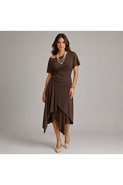 Mİ TİA ATELİER Women's Asymmetrical Cut Skirt Blouse Bottom Top Set